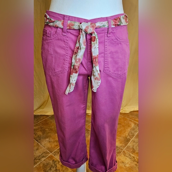 Gloria Vanderbilt Denim - ✨️UPDATED✨Vtg Gloria Vanderbilt Low Rise Capri Jeans 4P NWOT Pink w/ Floral Belt